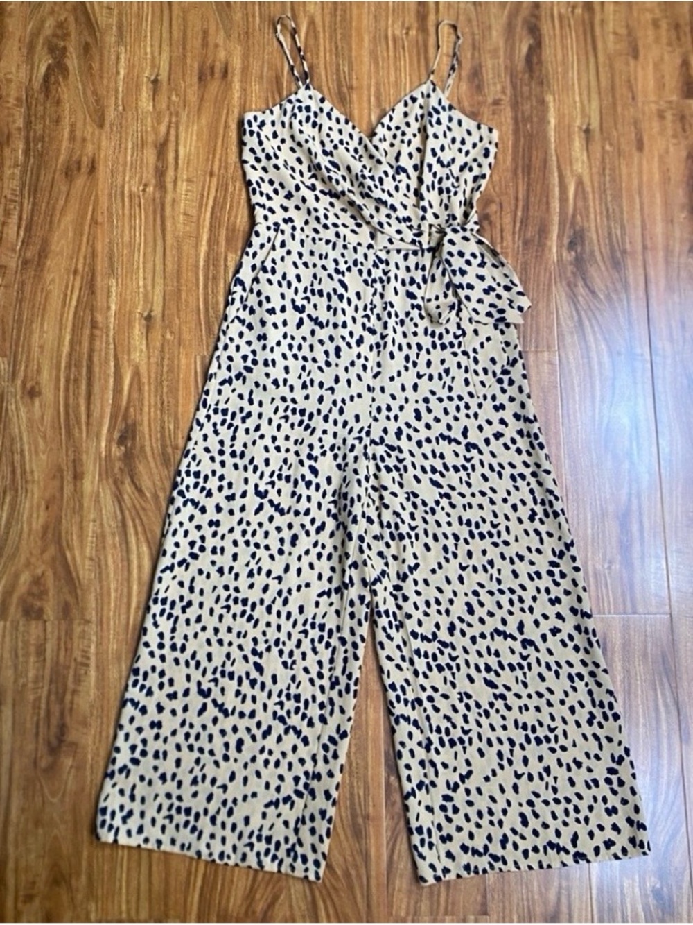 Cinthy Q Womens Brown Animal Print Wide Leg Crop Jumpsuit Size Medium Streetwear